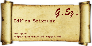Güns Szixtusz névjegykártya
